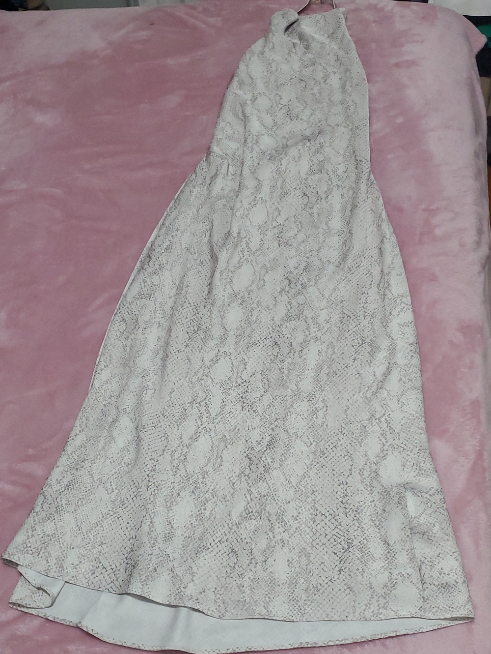 High-Waist Cream Snake-Print Maxi Skirt